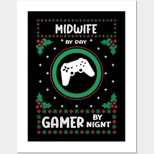 Midwife By Day Gamer By Night - Ugly Christmas Gift Idea Posters and Art